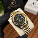 ROLEX Black Dial Two-Tone Quartz Watch